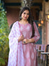 Women Plus Size Mauve Viscose Rayon Kurta Set With Dupatta